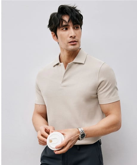 supima cotton lapel t-shirt /3color　SH2486