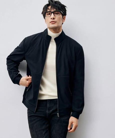 velvet stand-up collar zip-up jacket　SH2438