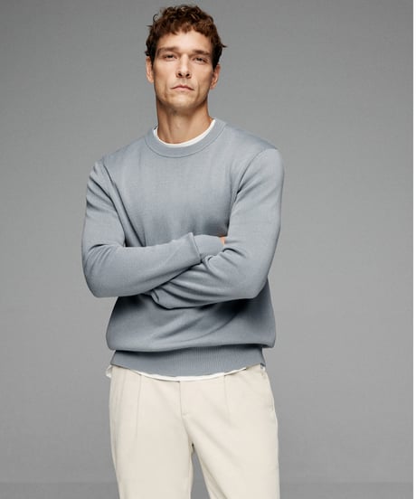 round neck sweater in wool /4color　SH2649