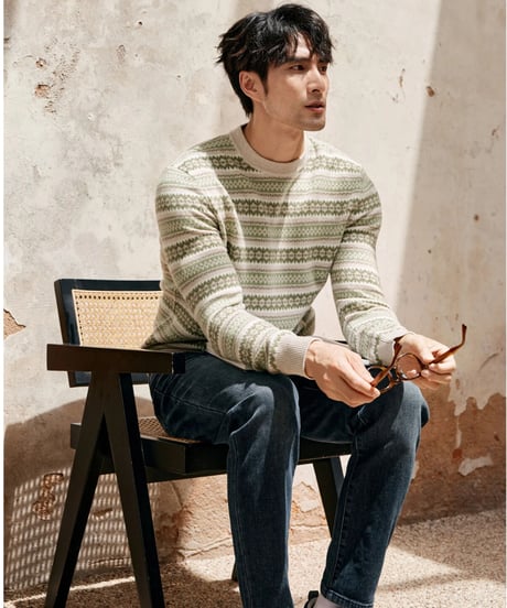 fair isle jacquard cashmere wool sweater　SH2342