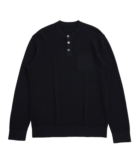 waffle jacquard henley shirt /2color　SH2452