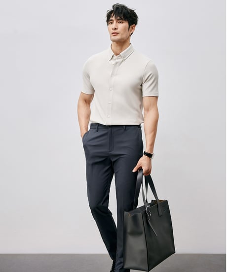 cotton piqué slim shirt /2color　SH2488