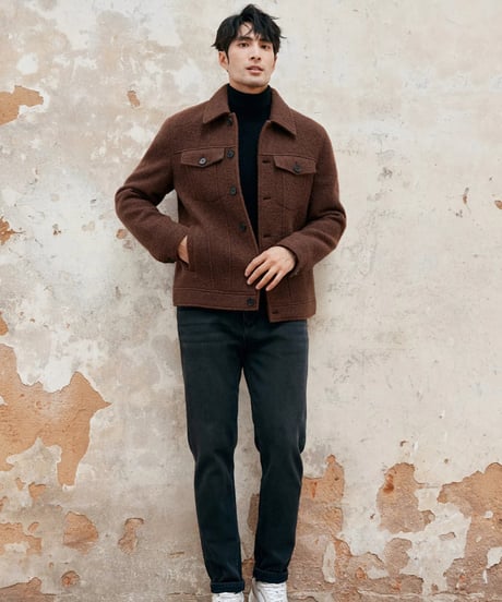 lapel denim jacket wool 100% /2color　SH2383