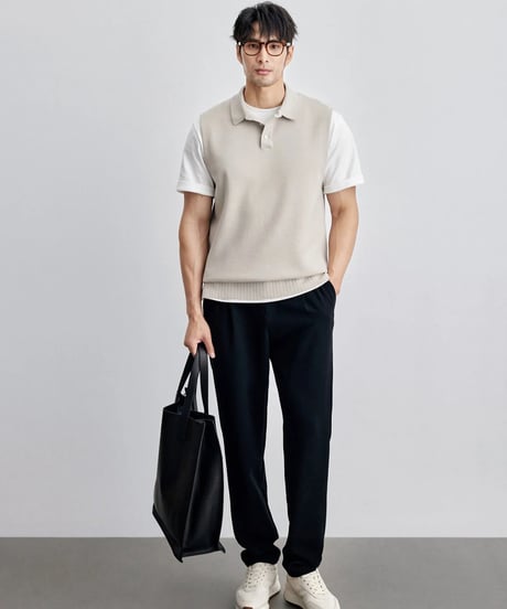 casual pants with elastic waistband straight fit　SH2125