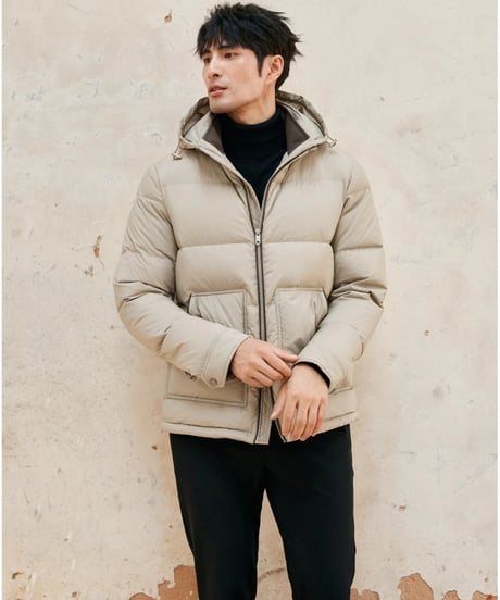 white goose leather stitch down jacket /3color　SH2382