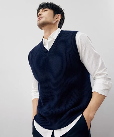 sweater sleeveless V neck wool /3color　SH2233