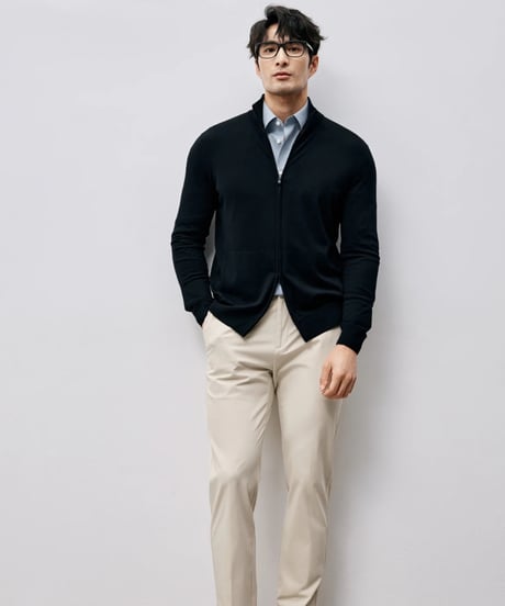 stand collar knit cardigan /2color　SH2449