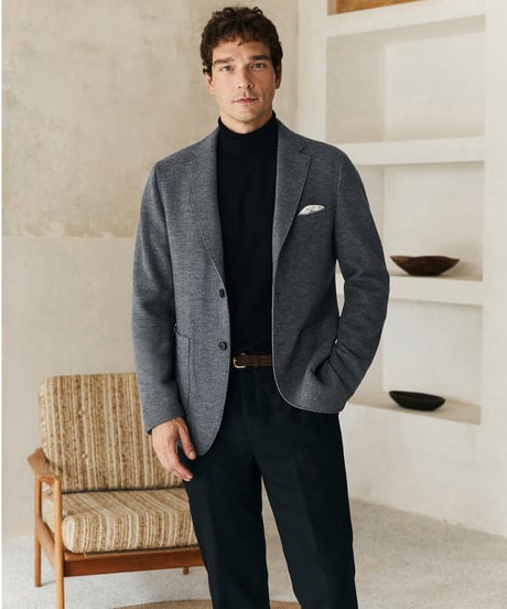casual blazer knit wool business　SH2567