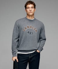round neck sweater in wool /2color　SH2638