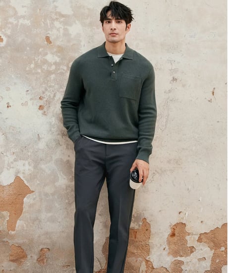 Cashmere wool lapel sweater /2color　SH2388