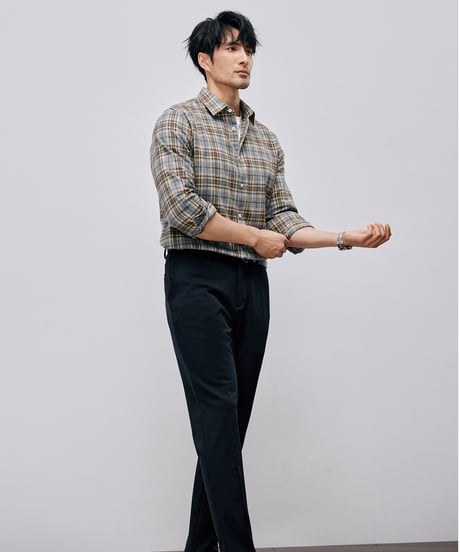 shirt long sleeves cotton checkered brushed　SH2601