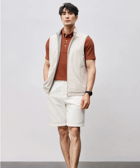 stand collar vest jacket /2color　SH2468