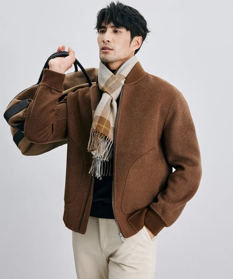 baseball collar wool tweed jacket /2color　SH2416