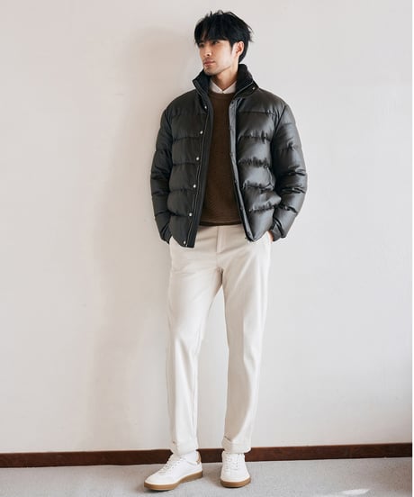 white goose down leather jacket　SH2575