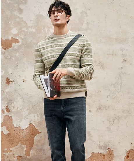 fair isle jacquard cashmere wool sweater　SH2342