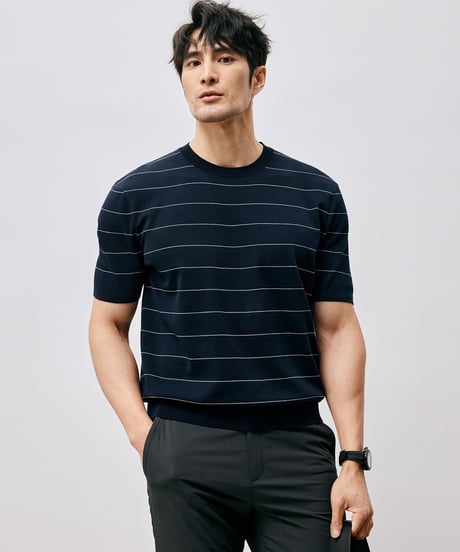 round neck knit short sleeve t-shirt /2color　SH2495