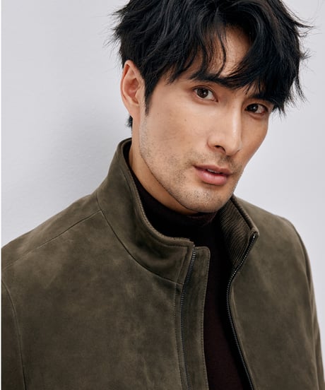 suede leather jacket with white goose down /2color　SH2594
