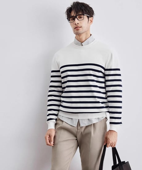 striped round neck sweater /2color　SH2294