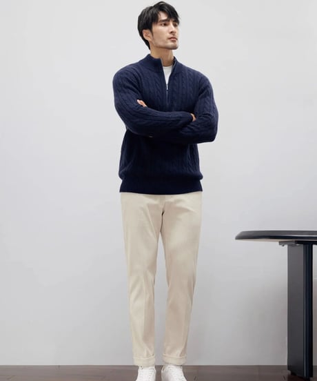 cashmere sweater half height zipper /2color　SH2194