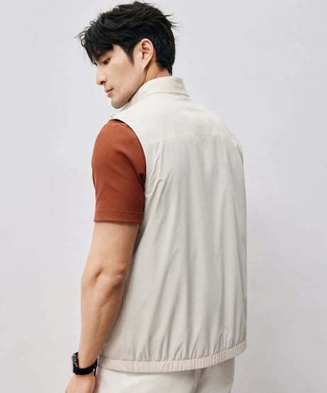 stand collar vest jacket /2color　SH2468