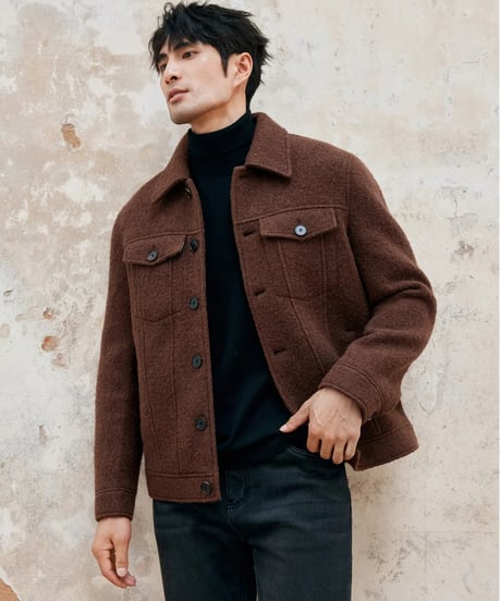 lapel denim jacket wool 100% /2color　SH2383