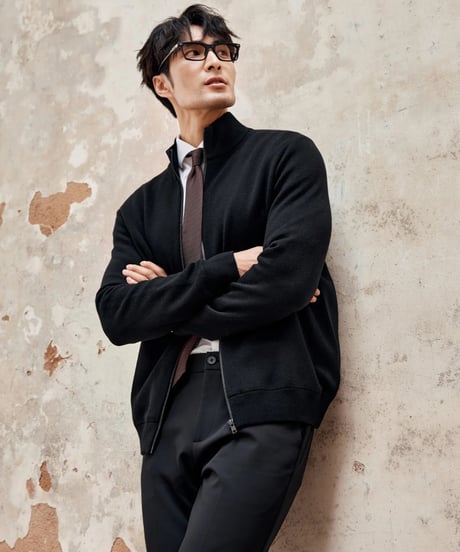 wool stand collar knit jacket /2color　SH2343