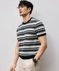 mulberry silk striped t-shirt /2color　SH2557