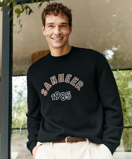round neck sweater in wool /2color　SH2638