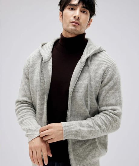 wool hooded cardigan　SH2165