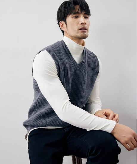 sweater sleeveless V neck wool /3color　SH2233