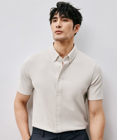 cotton piqué slim shirt /2color　SH2488