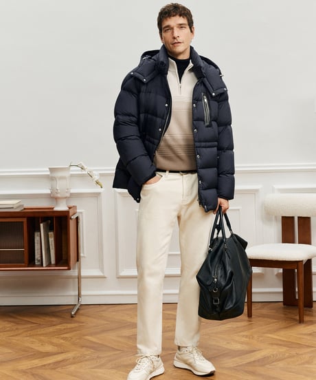white goose down jacket with hood /2color　SH2573
