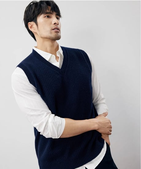 sweater sleeveless V neck wool /3color　SH2233