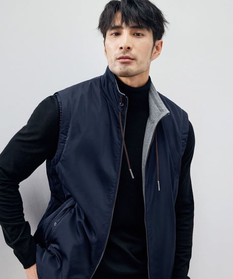 reversible stand collar vest jacket /3color　SH2261