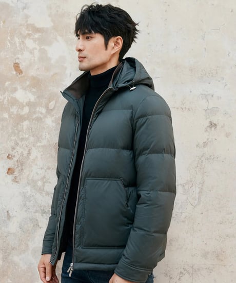 white goose leather stitch down jacket /3color　SH2382