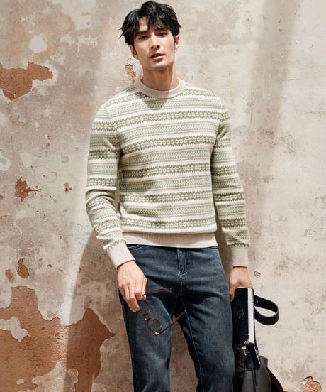 fair isle jacquard cashmere wool sweater　SH2342
