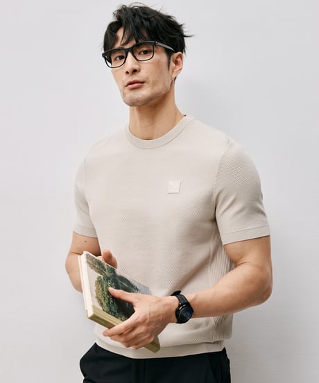 cotton jacquard t-shirt /2color　SH2546
