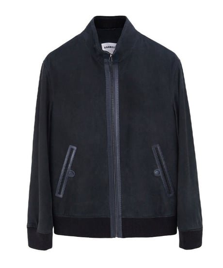 stand collar suede leather jacket 100%　SH2350