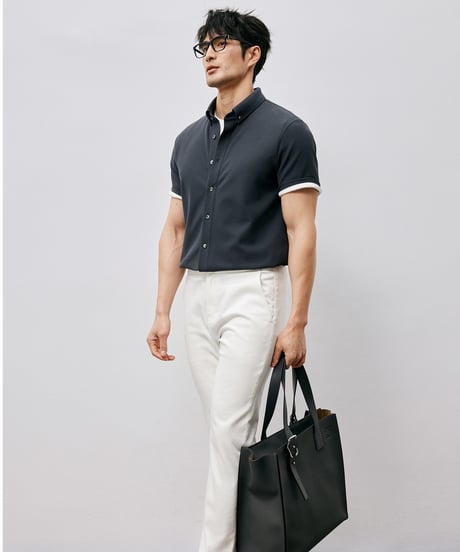 cotton piqué slim shirt /2color　SH2488