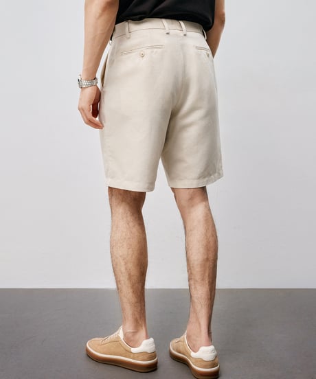 single pleated linen shorts　SH2529