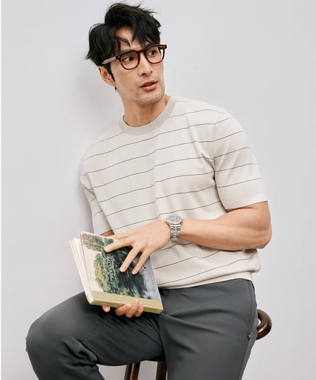 round neck knit short sleeve t-shirt /2color　SH2495