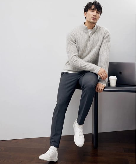 cashmere sweater half height zipper /2color　SH2194