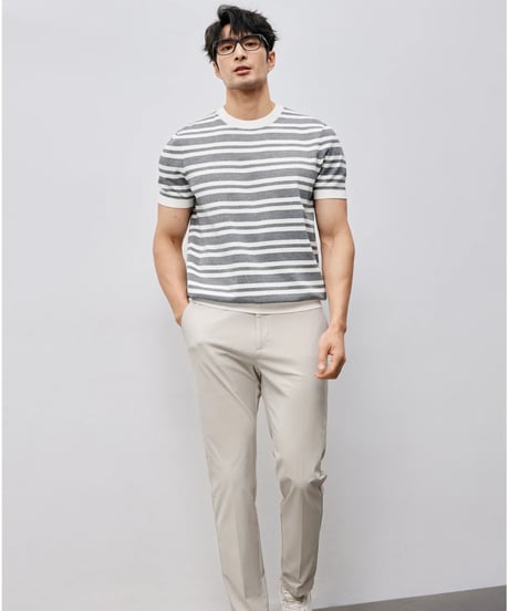 striped round neck t-shirt /2color　SH2455