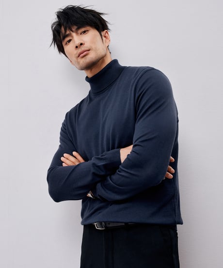 sweater turtleneck washable wool business /7color　SH2598
