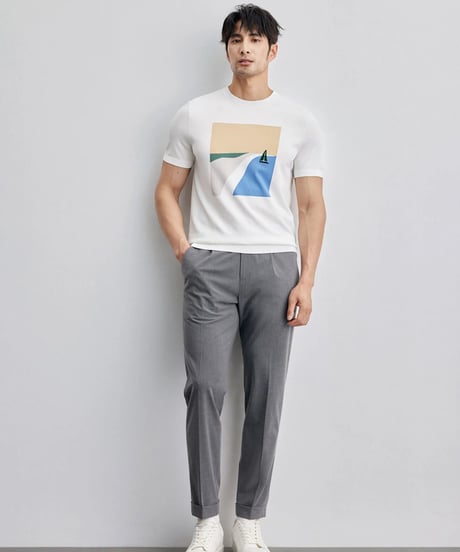 casual pants with single pleats /2color　SH2124