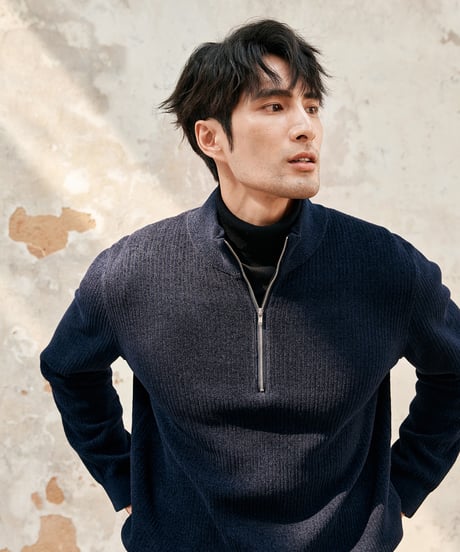 chenille stand-up collar sweater /2color　SH2396