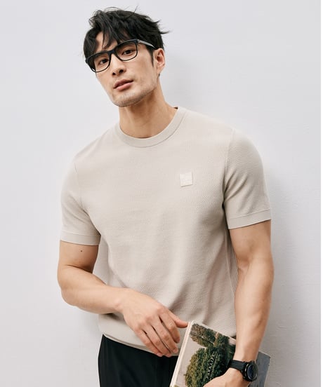 cotton jacquard t-shirt /2color　SH2546