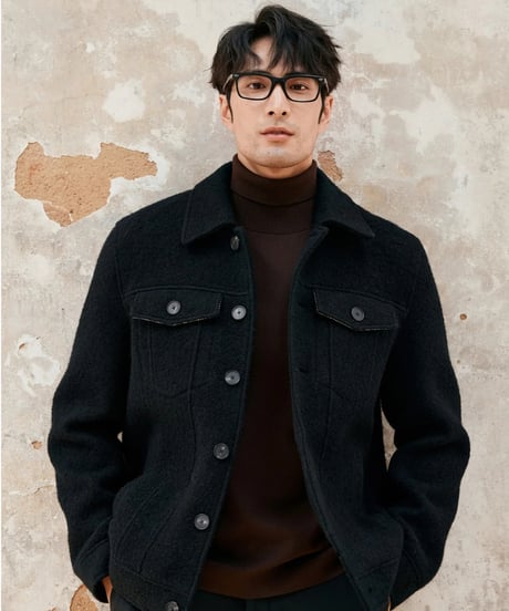 lapel denim jacket wool 100% /2color　SH2383