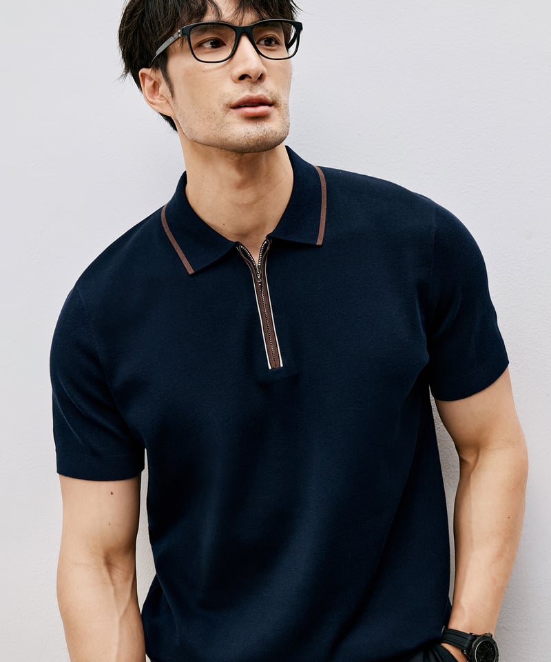 ポロシャツ half-zip polo shirt /2color SH2533 | SANHEER