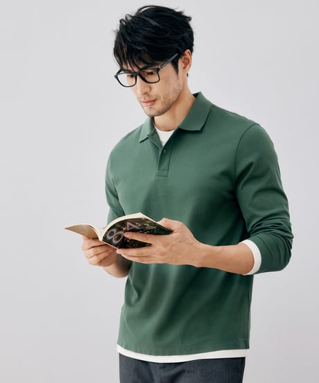 fake two piece polo shirt /2color　SH2660